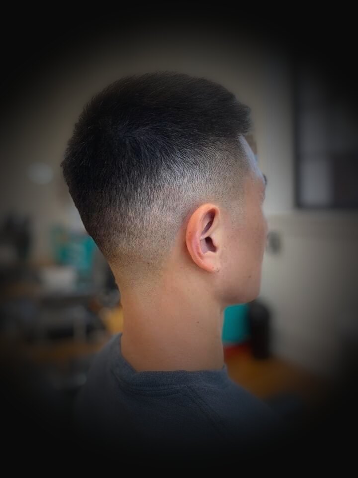 Taper fade, back view